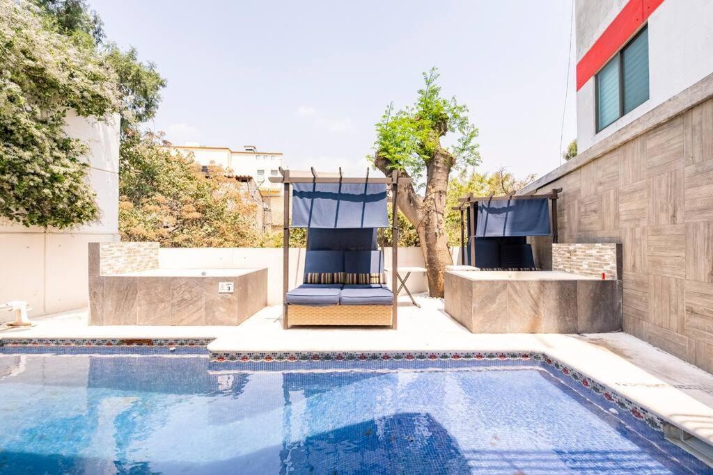 Loft Arte Y Diseno, Terraza, Asador, 3 Pantallas "Cuernavaca Somos El Unico Airbn Que Te Ofrece 2 Exclusivos Jacuzzis Profesionales Con Agua Caliente Y Sistema De Hidromasaje, Tipo Spa" Fraccionamiento Vigilancia 24 Horas Apartment Luaran gambar